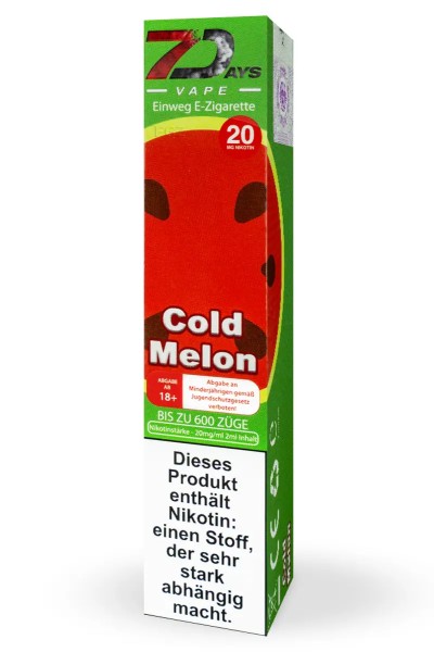 7Days Einweg E-Zigarette Cold Melon 20mg/ml